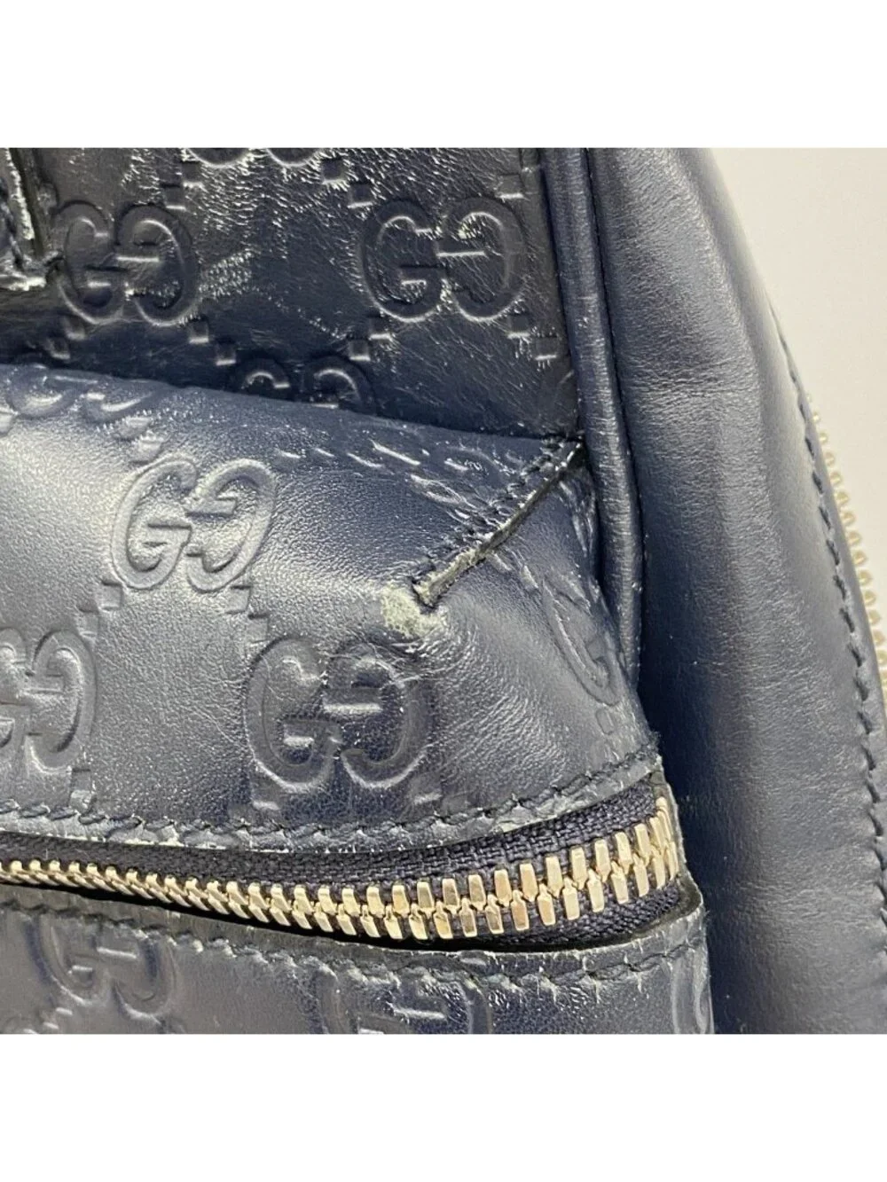 Gucci Belt Bag Guccissima Leather Navy Silver
